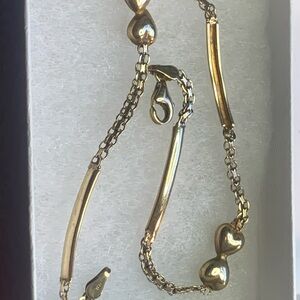 10kt Solid Gold Puffy Heart & Bar Chain Bracelet or Anklet! Stunning 😍